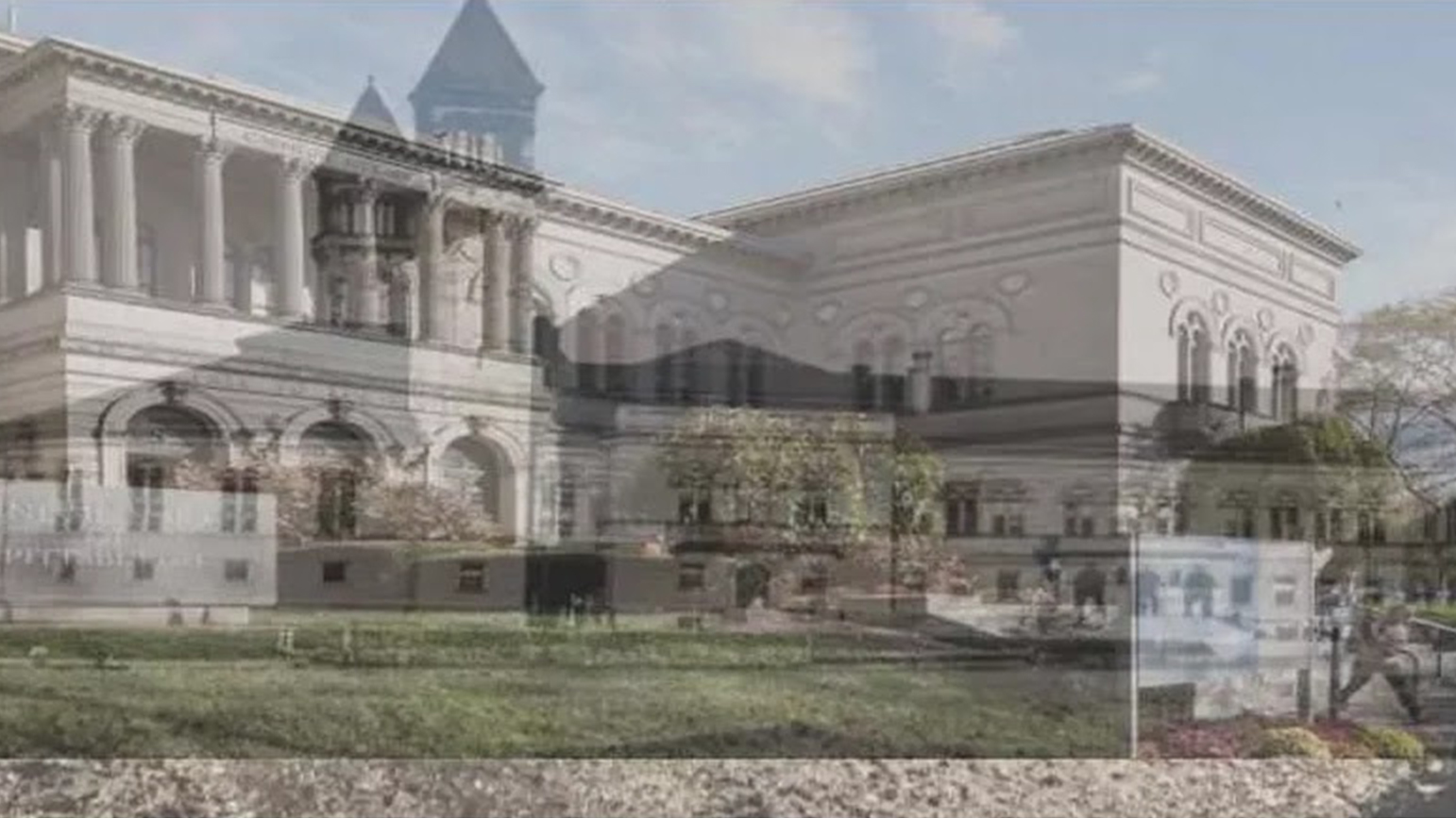 Photographs of the Carnegie Library of Pittsburgh superimposed on one another
