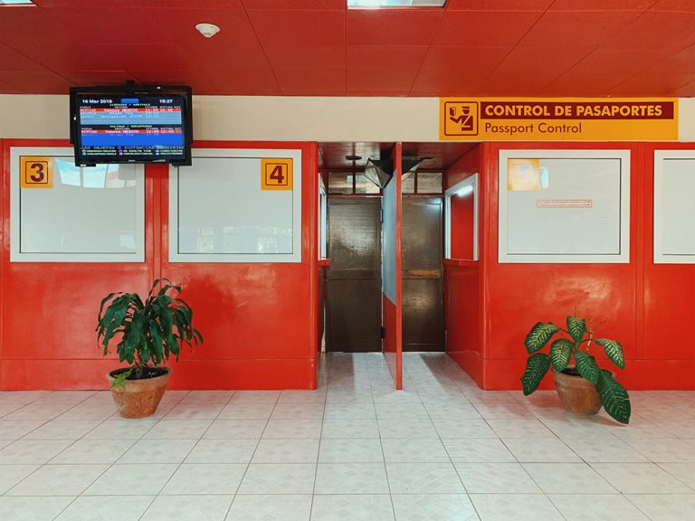 Photograph of interior where customs checks take place