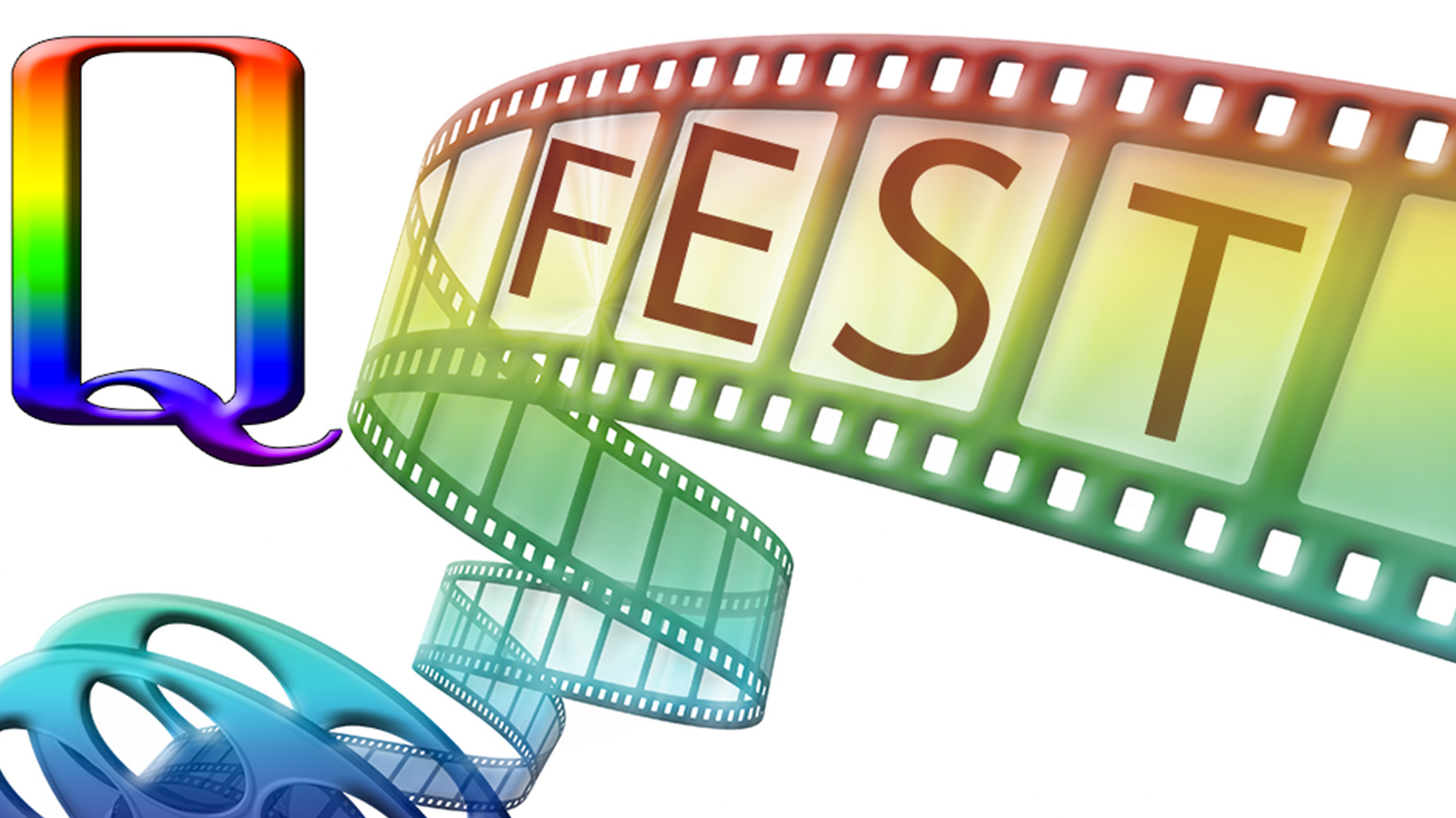 Graphic of the words "Q Fest" in rainbow colors
